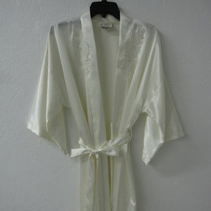 Vintage California Dynasty Silky Glam Robe Ivory M
